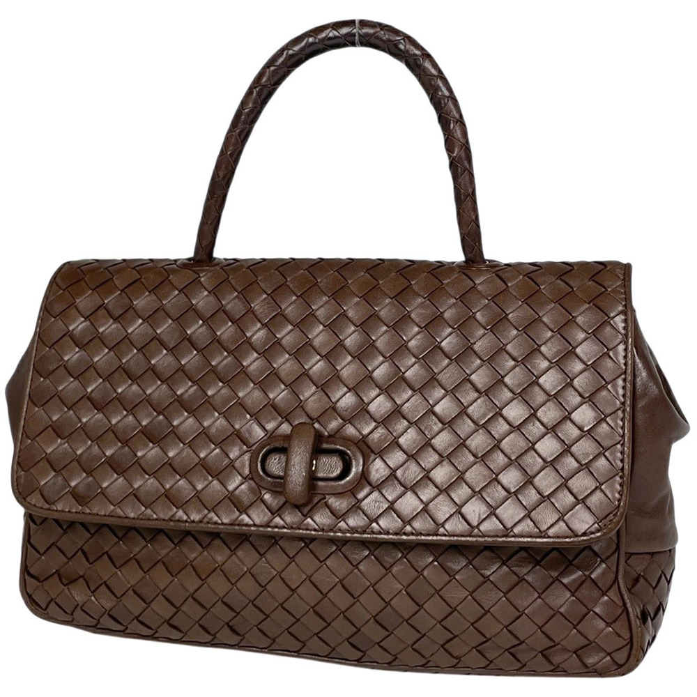 Bottega Veneta Intrecciato Handbag Leather Brown